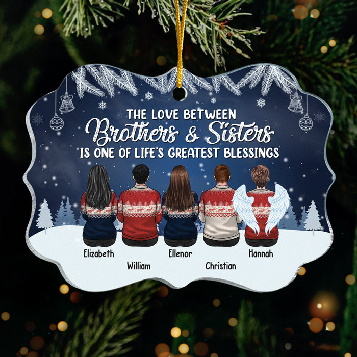 L'amour entre frère et sœur est l'une des plus grandes bénédictions de la vie - Décoration de Noël personnalisée en acrylique, bois et aluminium en forme de Benelux - Cadeau pour frères et sœurs, cadeau de Noël