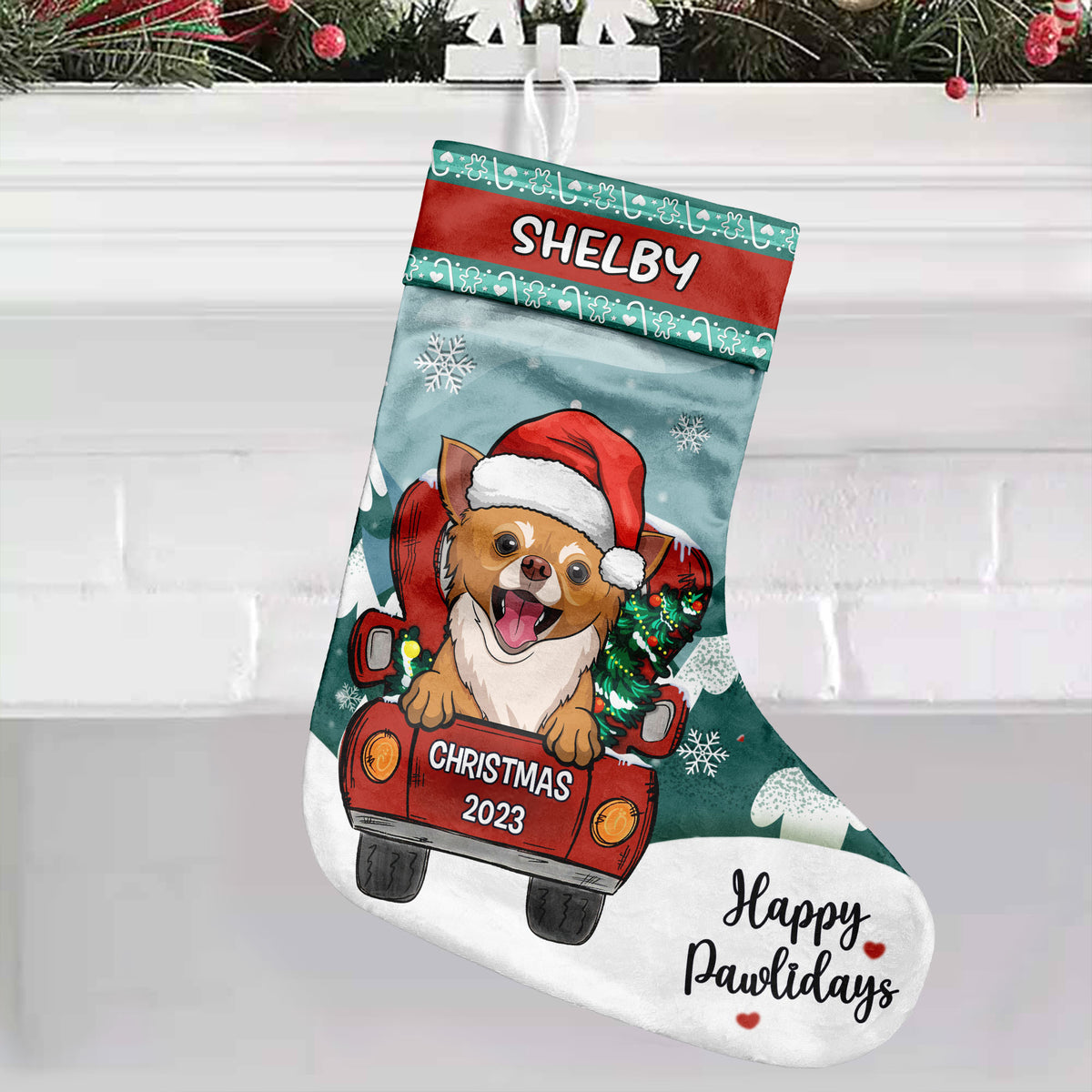 Camion de Noël « Trop d'amour » – Chiens et chats de Noël – Chaussette de Noël personnalisée