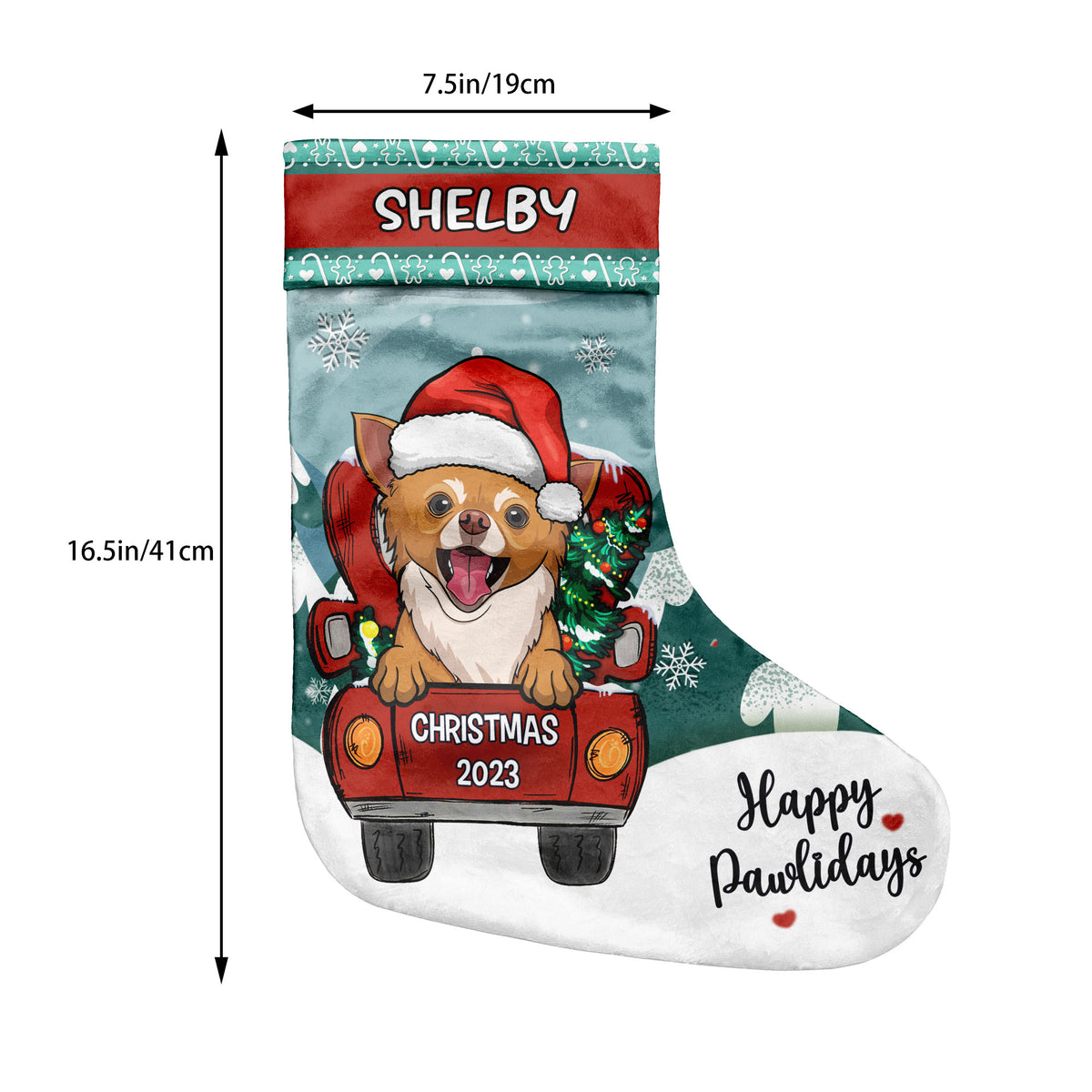 Camion de Noël « Trop d'amour » – Chiens et chats de Noël – Chaussette de Noël personnalisée