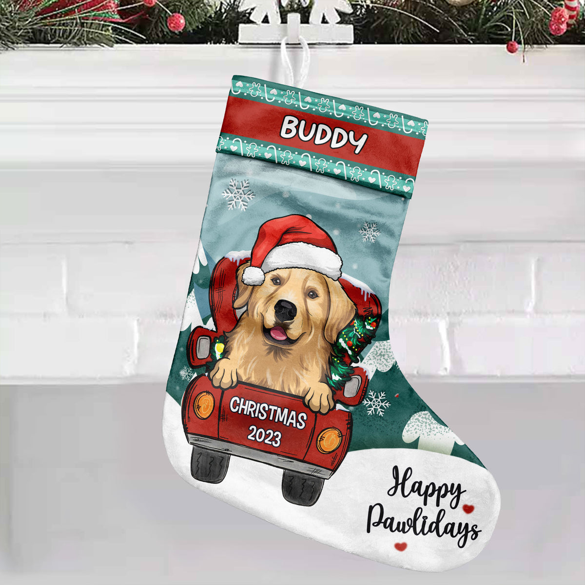 Camion de Noël « Trop d'amour » – Chiens et chats de Noël – Chaussette de Noël personnalisée