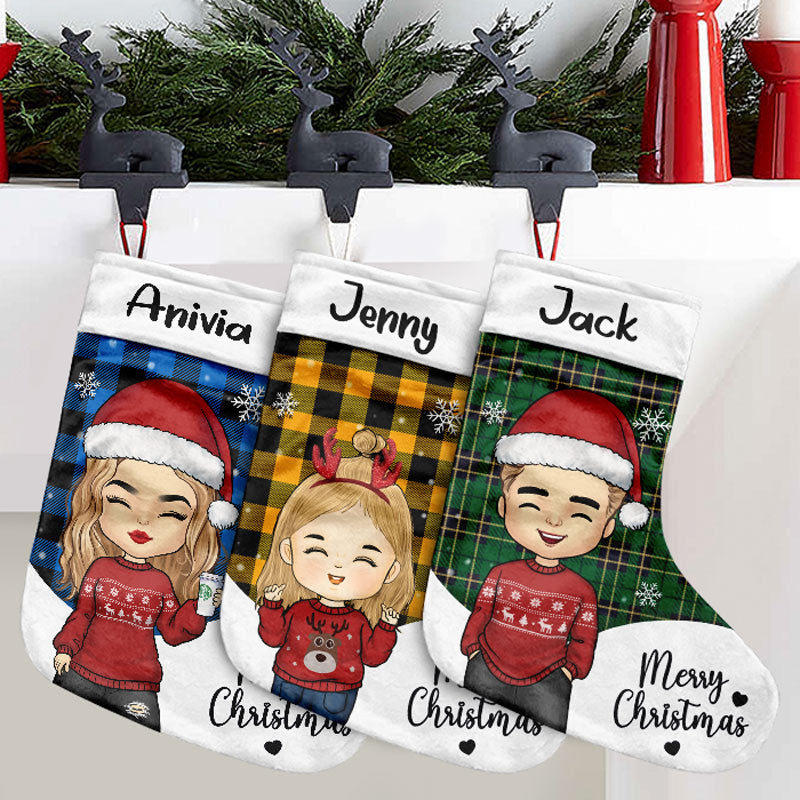 Noël, c'est l'amour et la famille - Chaussette de Noël personnalisée - Cadeau pour la famille, cadeau de Noël
