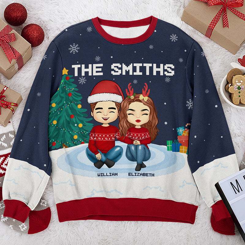 Noël est un moment pour la famille, papa et maman ! Sweat-shirt moche personnalisé pour la famille ! Pull en laine unisexe ! Cadeau de Noël pour les membres de la famille