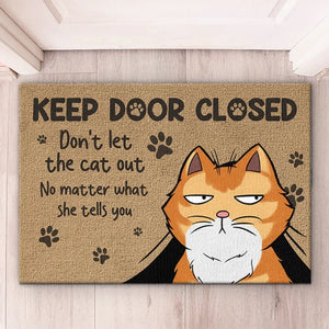Ne laissez pas sortir les chats ! Tapis décoratif personnalisé pour la maison, motif chat ! Cadeau de pendaison de crémaillère pour les amoureux des animaux.