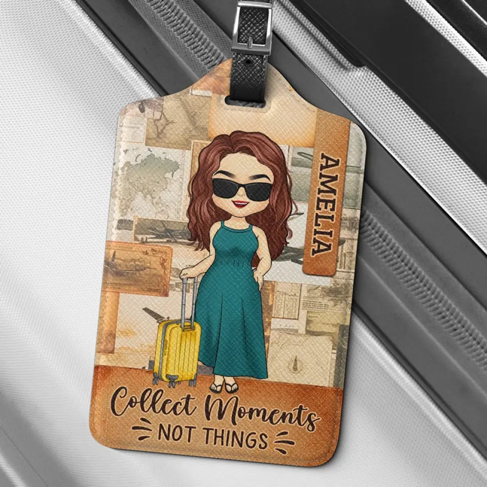 Trouvez des moments, pas des choses - Étiquette de bagage personnalisée pour voyage - Cadeau de vacances, cadeau pour les amateurs de voyages d'aventure