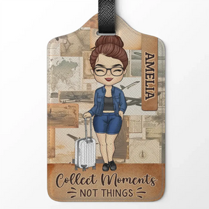 Trouvez des moments, pas des choses - Étiquette de bagage personnalisée pour voyage - Cadeau de vacances, cadeau pour les amateurs de voyages d'aventure