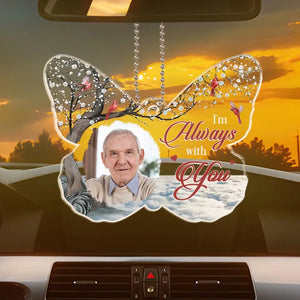 Photo personnalisée « Je sais que je ne conduis jamais seul » - Ornement de voiture personnalisé commémoratif - Forme personnalisée en acrylique - Cadeau de condoléances pour les membres de la famille