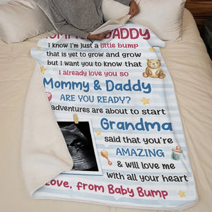 Couverture personnalisée avec photo « Maman, papa, es-tu prêt » ? Cadeau de naissance, cadeau pour la première maman, le premier papa.