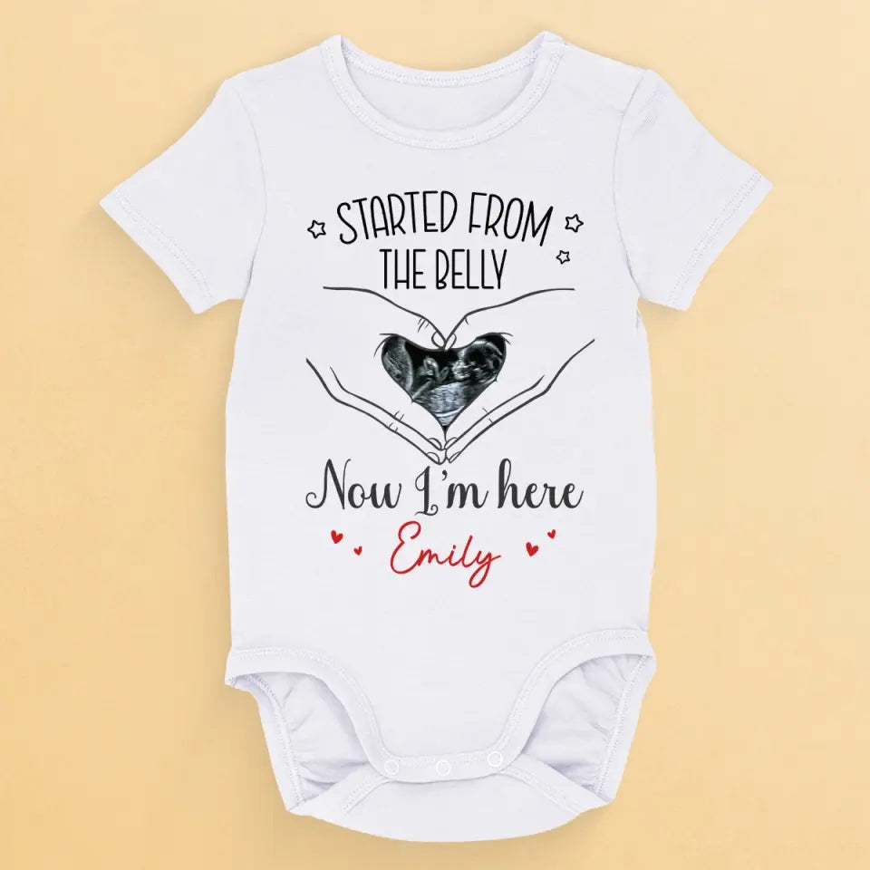 Photo personnalisée vue à l'échographie - Body bébé personnalisé pour toute la famille - Cadeau fête des mères, baby shower, cadeau pour la première maman