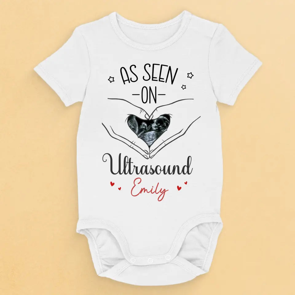 Photo personnalisée vue à l'échographie - Body bébé personnalisé pour toute la famille - Cadeau fête des mères, baby shower, cadeau pour la première maman
