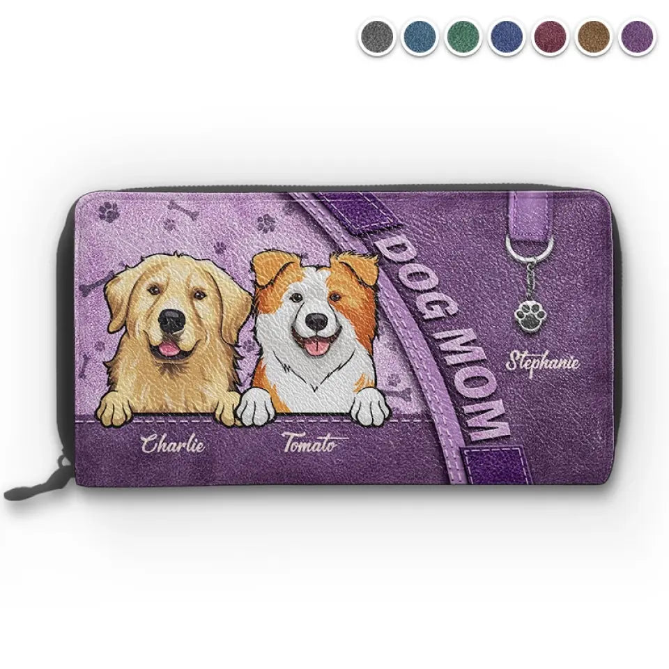 La vie est meilleure avec un chien ! Portefeuille long en cuir personnalisé pour chien et chat ! Cadeau pour les propriétaires et les amoureux des animaux.