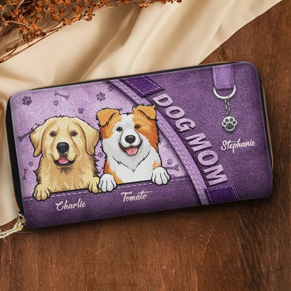 La vie est meilleure avec un chien ! Portefeuille long en cuir personnalisé pour chien et chat ! Cadeau pour les propriétaires et les amoureux des animaux.