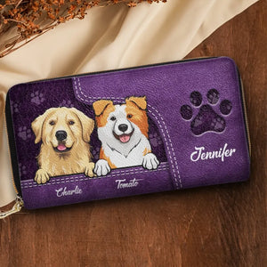 Les animaux de compagnie nous rendent la vie plus belle ! Portefeuille long en cuir personnalisé pour chien et chat ! Cadeau pour propriétaires et amoureux des animaux.