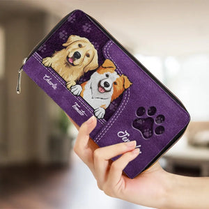 Les animaux de compagnie nous rendent la vie plus belle ! Portefeuille long en cuir personnalisé pour chien et chat ! Cadeau pour propriétaires et amoureux des animaux.