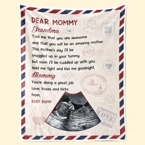 Couverture personnalisée avec photo « Je serai blotti dans ton ventre » - Cadeau de naissance, cadeau pour la première maman