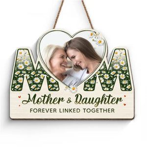 Photo personnalisée « Nous sommes liés à jamais » – Panneau en bois personnalisé pour décoration d'intérieur familiale – Cadeau de pendaison de crémaillère pour maman