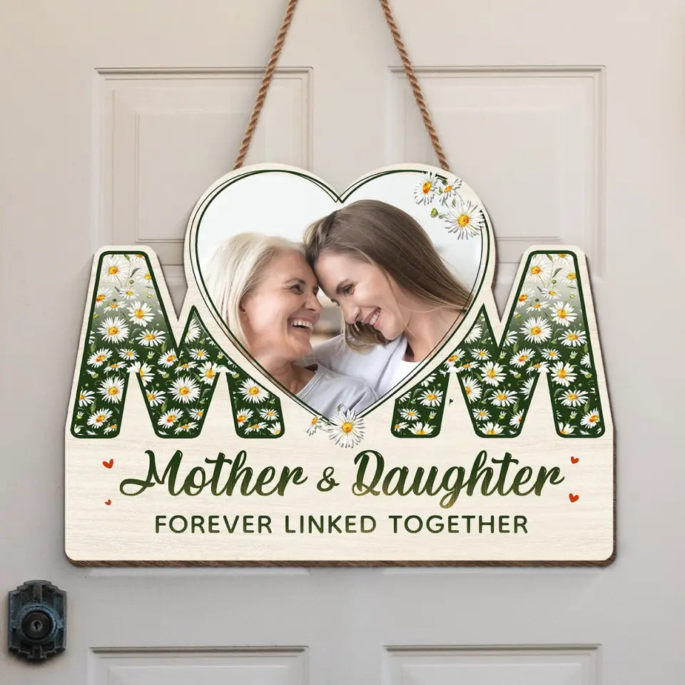 Photo personnalisée « Nous sommes liés à jamais » – Panneau en bois personnalisé pour décoration d'intérieur familiale – Cadeau de pendaison de crémaillère pour maman