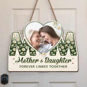 Photo personnalisée « Nous sommes liés à jamais » – Panneau en bois personnalisé pour décoration d'intérieur familiale – Cadeau de pendaison de crémaillère pour maman