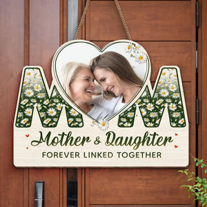 Photo personnalisée « Nous sommes liés à jamais » – Panneau en bois personnalisé pour décoration d'intérieur familiale – Cadeau de pendaison de crémaillère pour maman