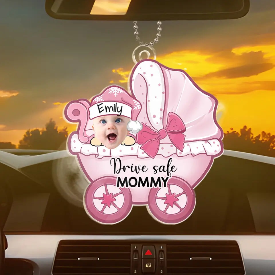 Photo personnalisée Papa Maman Je voyage avec toi - Décoration de voiture personnalisée en famille - Forme personnalisée en acrylique - Cadeau pour les membres de la famille
