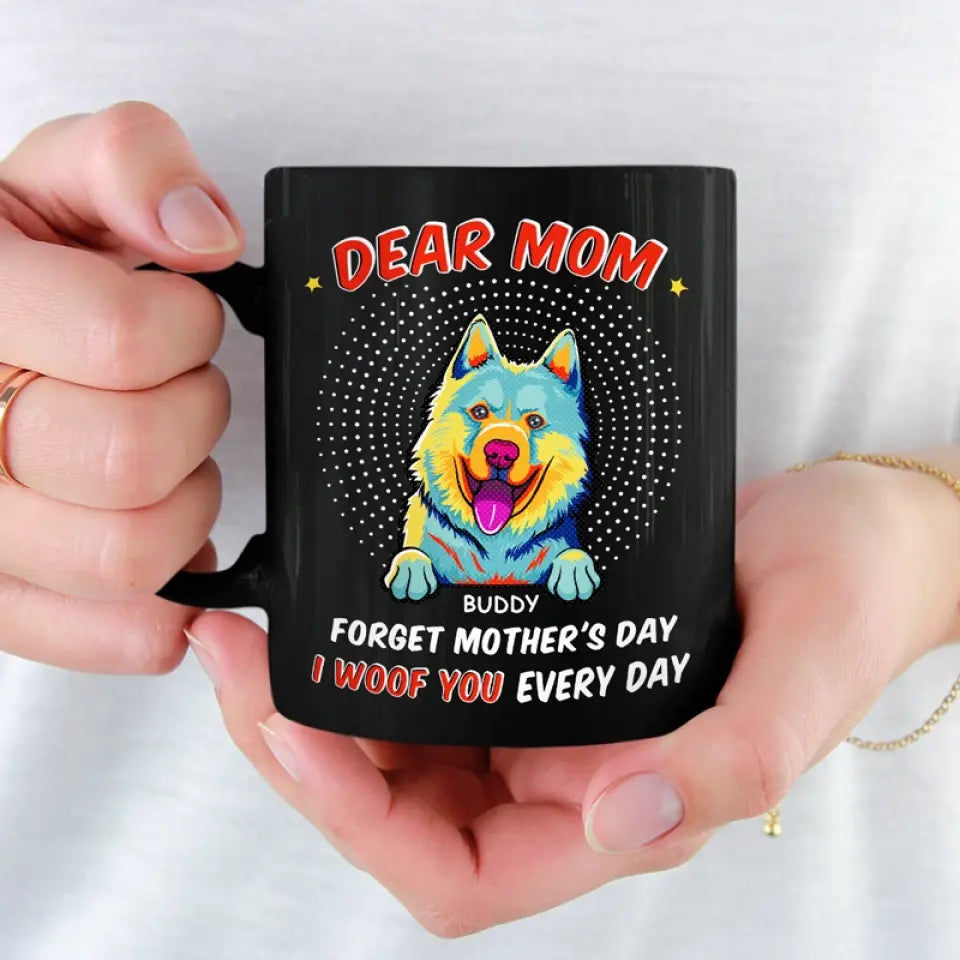 Meilleure maman de chien, je t'aime ! Mug noir personnalisé pour chien ! Cadeau pour la fête des mères, pour les propriétaires d'animaux et les amoureux des animaux.