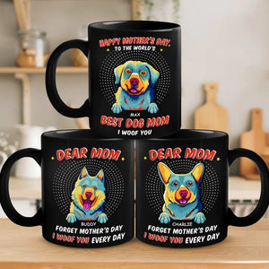 Meilleure maman de chien, je t'aime ! Mug noir personnalisé pour chien ! Cadeau pour la fête des mères, pour les propriétaires d'animaux et les amoureux des animaux.