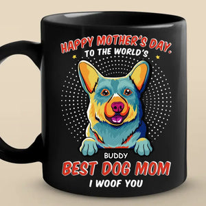 Meilleure maman de chien, je t'aime ! Mug noir personnalisé pour chien ! Cadeau pour la fête des mères, pour les propriétaires d'animaux et les amoureux des animaux.