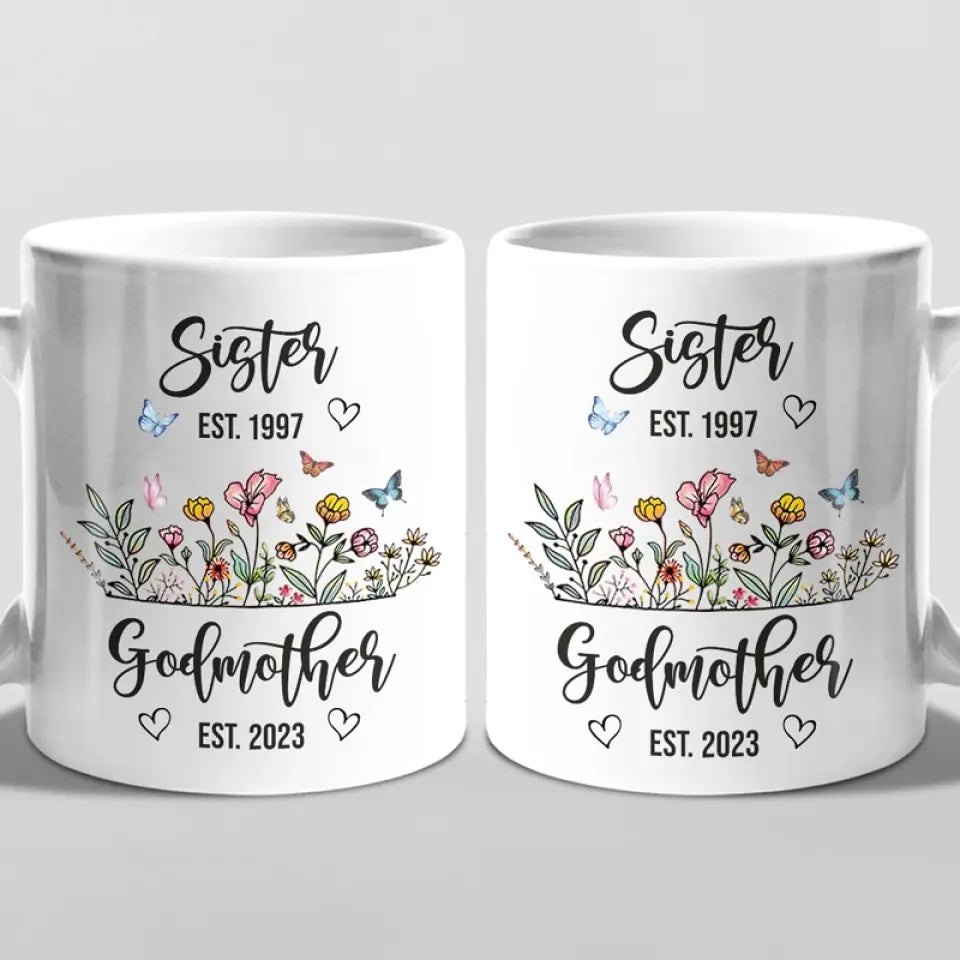 De meilleure amie à marraine - Mug personnalisé pour meilleure amie - Cadeau pour meilleures amies, meilleures amies, sœurs