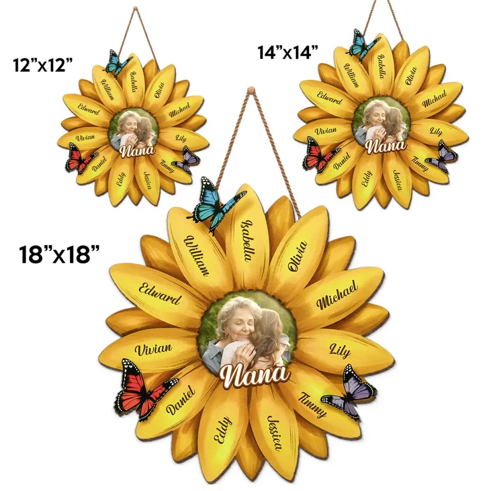 Photo personnalisée « La meilleure grand-mère du monde » - Panneau en bois personnalisé pour décoration d'intérieur - Cadeau de pendaison de crémaillère pour maman et grand-mère