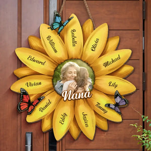 Photo personnalisée « La meilleure grand-mère du monde » - Panneau en bois personnalisé pour décoration d'intérieur - Cadeau de pendaison de crémaillère pour maman et grand-mère