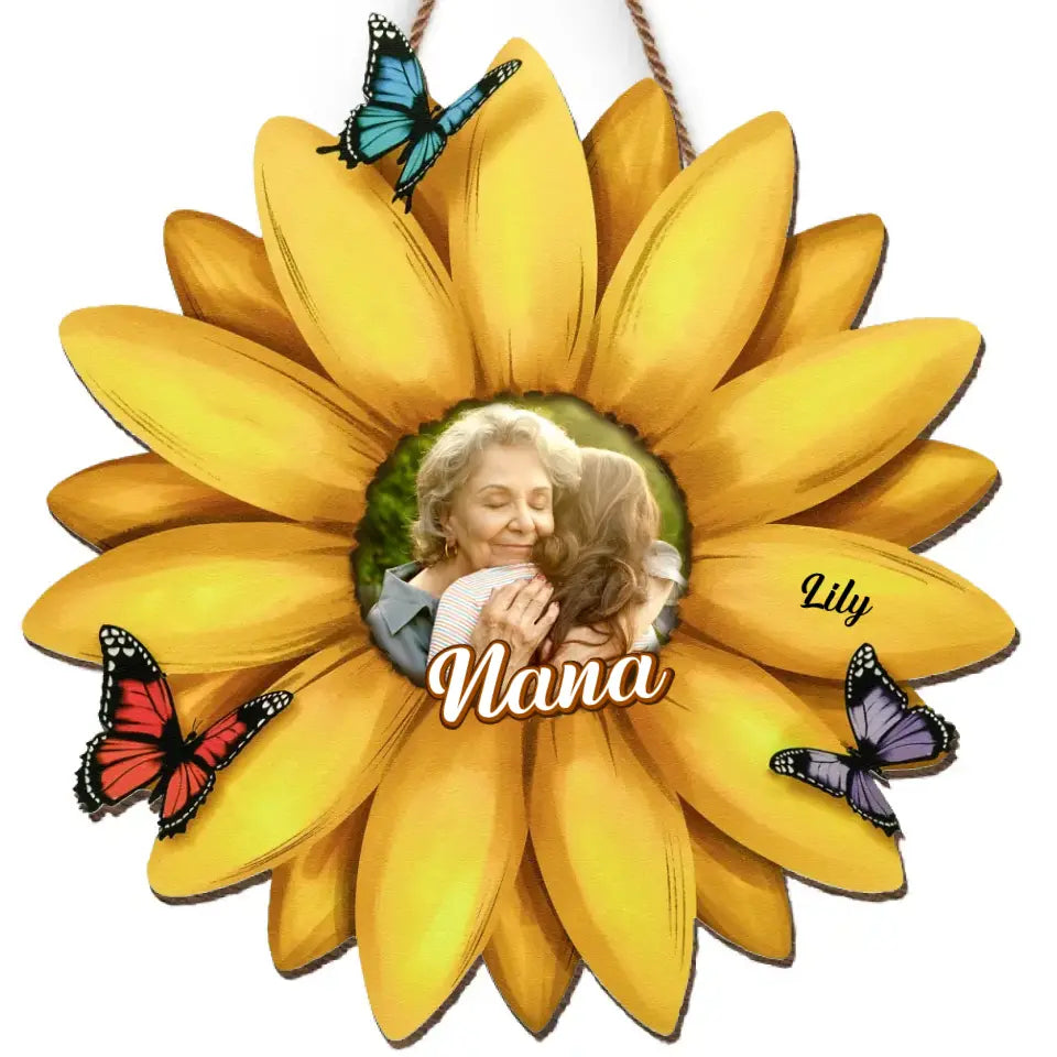 Photo personnalisée « La meilleure grand-mère du monde » - Panneau en bois personnalisé pour décoration d'intérieur - Cadeau de pendaison de crémaillère pour maman et grand-mère