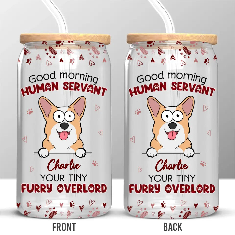 Vos petits maîtres à fourrure - Tasse en verre personnalisée pour chien et chat, tasse à café glacé - Cadeau pour propriétaires et amoureux des animaux