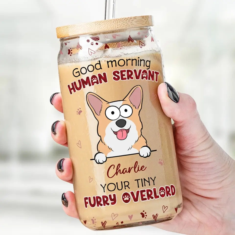 Vos petits maîtres à fourrure - Tasse en verre personnalisée pour chien et chat, tasse à café glacé - Cadeau pour propriétaires et amoureux des animaux