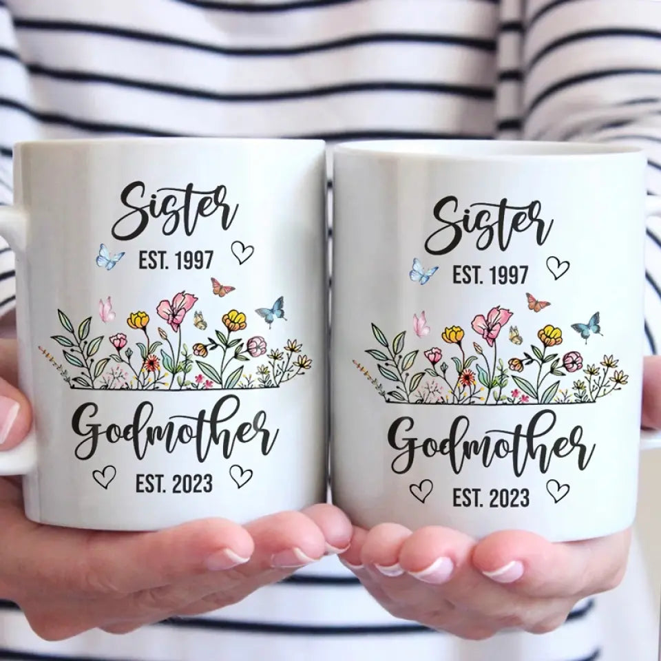 De meilleure amie à marraine - Mug personnalisé pour meilleure amie - Cadeau pour meilleures amies, meilleures amies, sœurs
