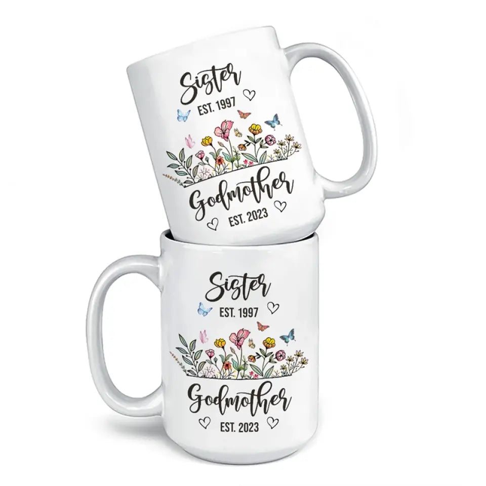 De meilleure amie à marraine - Mug personnalisé pour meilleure amie - Cadeau pour meilleures amies, meilleures amies, sœurs