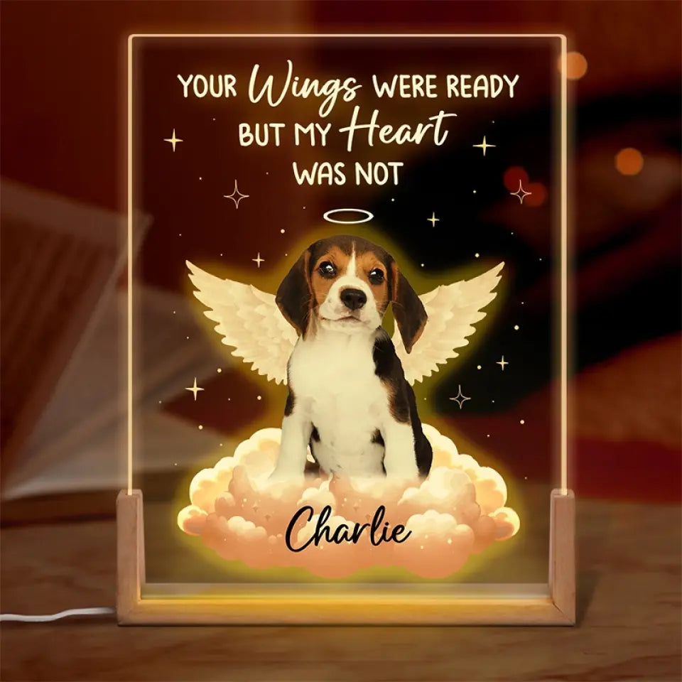 Photo personnalisée que vous avez laissée sur mon cœur – Veilleuse LED 3D en noyer personnalisée en forme de cœur – Cadeau de condoléances pour les propriétaires et les amoureux des animaux