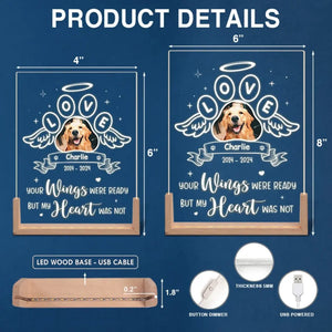 Photo personnalisée avec empreintes de pattes sur nos cœurs - Veilleuse LED 3D en noyer personnalisée et personnalisée - Cadeau de condoléances pour les propriétaires et les amoureux des animaux