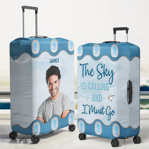 Housse de bagage personnalisée avec photo « L'été vous appelle » - Cadeau de vacances, cadeau pour les amoureux du voyage d'aventure