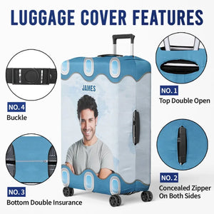 Housse de bagage personnalisée avec photo « L'été vous appelle » - Cadeau de vacances, cadeau pour les amoureux du voyage d'aventure