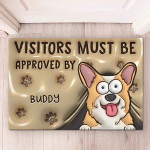 Bienvenue chez nous - Tapis décoratif personnalisé avec effet gonflable 3D pour chien - Cadeau de pendaison de crémaillère pour les propriétaires et les amoureux des animaux
