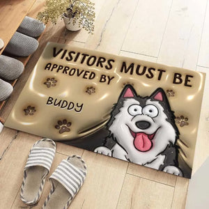 Bienvenue chez nous - Tapis décoratif personnalisé avec effet gonflable 3D pour chien - Cadeau de pendaison de crémaillère pour les propriétaires et les amoureux des animaux
