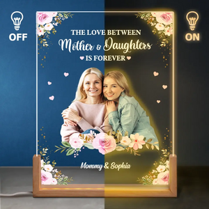 Photo personnalisée, unis pour toujours - Veilleuse LED 3D en noyer personnalisée pour la famille - Cadeau pour la fête des mères