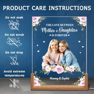 Photo personnalisée, unis pour toujours - Veilleuse LED 3D en noyer personnalisée pour la famille - Cadeau pour la fête des mères