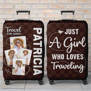 Housse de bagage personnalisée avec photo « Alors l'aventure commence » - Cadeau de vacances, cadeau pour les amoureux du voyage d'aventure
