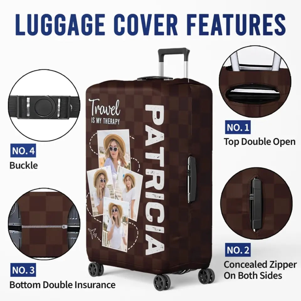 Housse de bagage personnalisée avec photo « Alors l'aventure commence » - Cadeau de vacances, cadeau pour les amoureux du voyage d'aventure