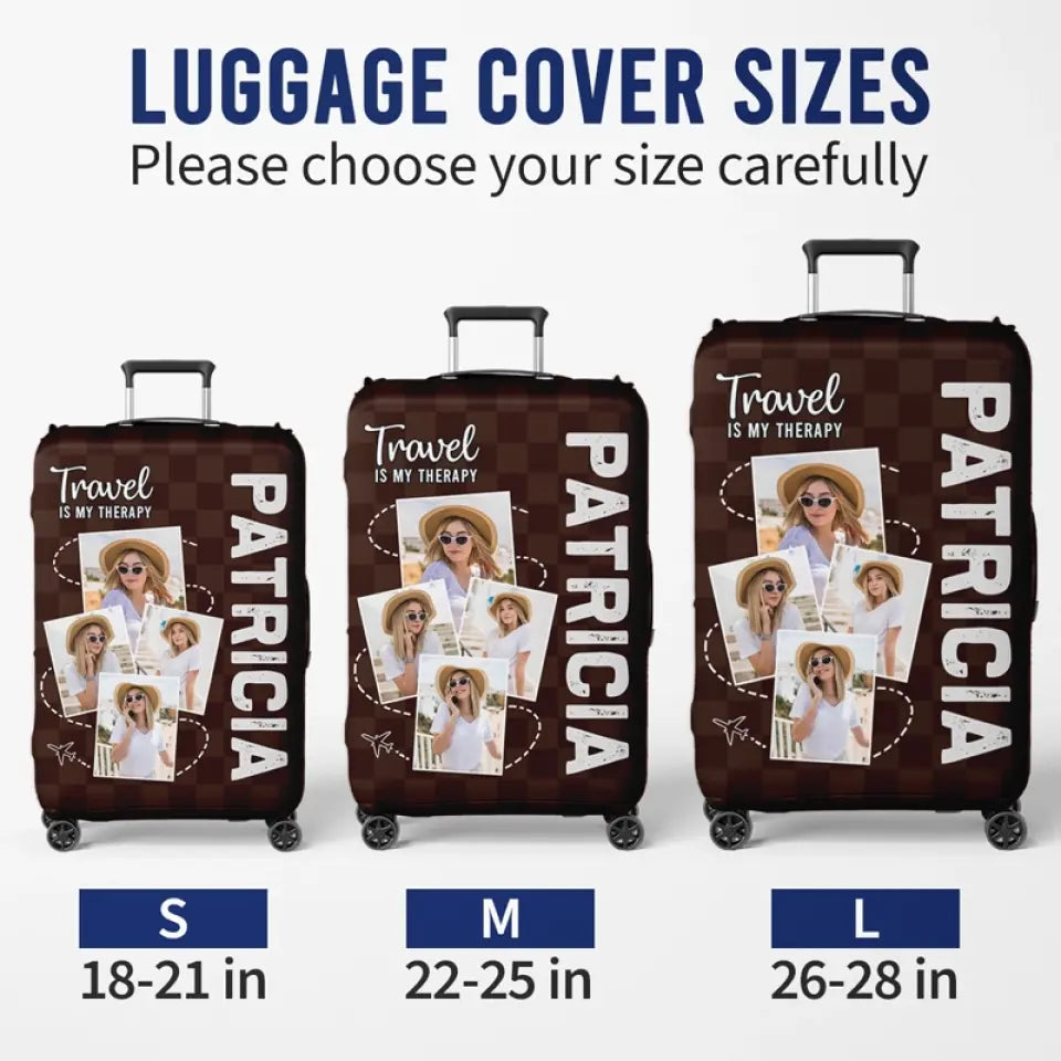 Housse de bagage personnalisée avec photo « Alors l'aventure commence » - Cadeau de vacances, cadeau pour les amoureux du voyage d'aventure