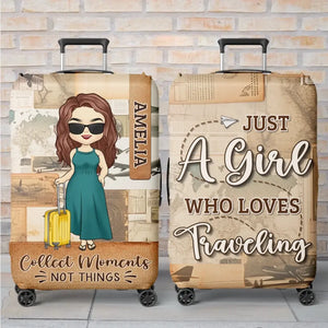 Juste un gars qui aime voyager - Housse de bagage personnalisée - Cadeau de vacances, cadeau pour les amateurs de voyages d'aventure