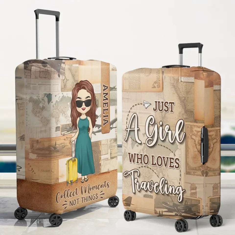 Juste un gars qui aime voyager - Housse de bagage personnalisée - Cadeau de vacances, cadeau pour les amateurs de voyages d'aventure