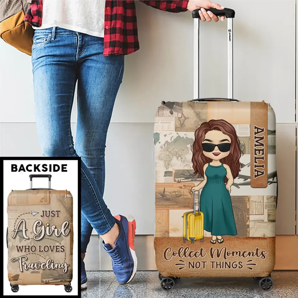 Juste un gars qui aime voyager - Housse de bagage personnalisée - Cadeau de vacances, cadeau pour les amateurs de voyages d'aventure