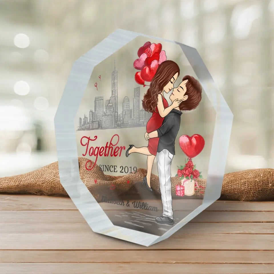 Tu es le fromage de mes macaronis - Plaque acrylique personnalisée en forme de nonagone pour couple - Cadeau pour mari et femme, anniversaire