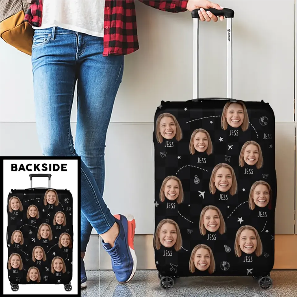 Housse de bagage personnalisée avec photo : prenez toujours la route panoramique ! Cadeau de voyage idéal pour les vacances et les voyages d'aventure.